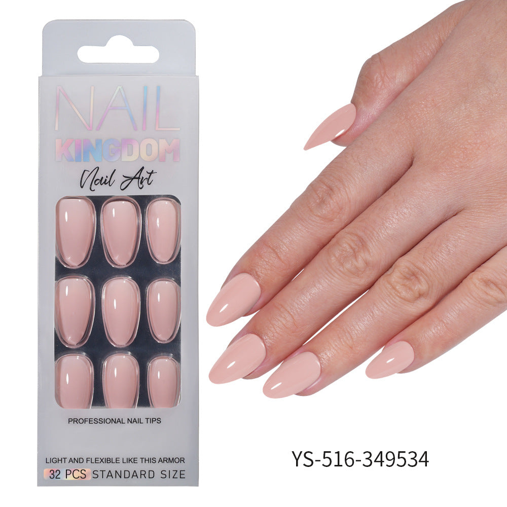 Press on nails Advanced Aurora Fine Flash Almond Short Nail Film Removable Fake Nail Prefabricated Solid Color Nail Art Wholesale