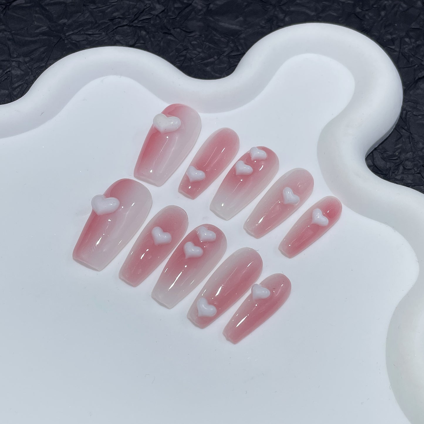 Blush gradual change handmade press-on nails ice transparent pure wind long nail patch wearable nail sticker fake nail|365nails
