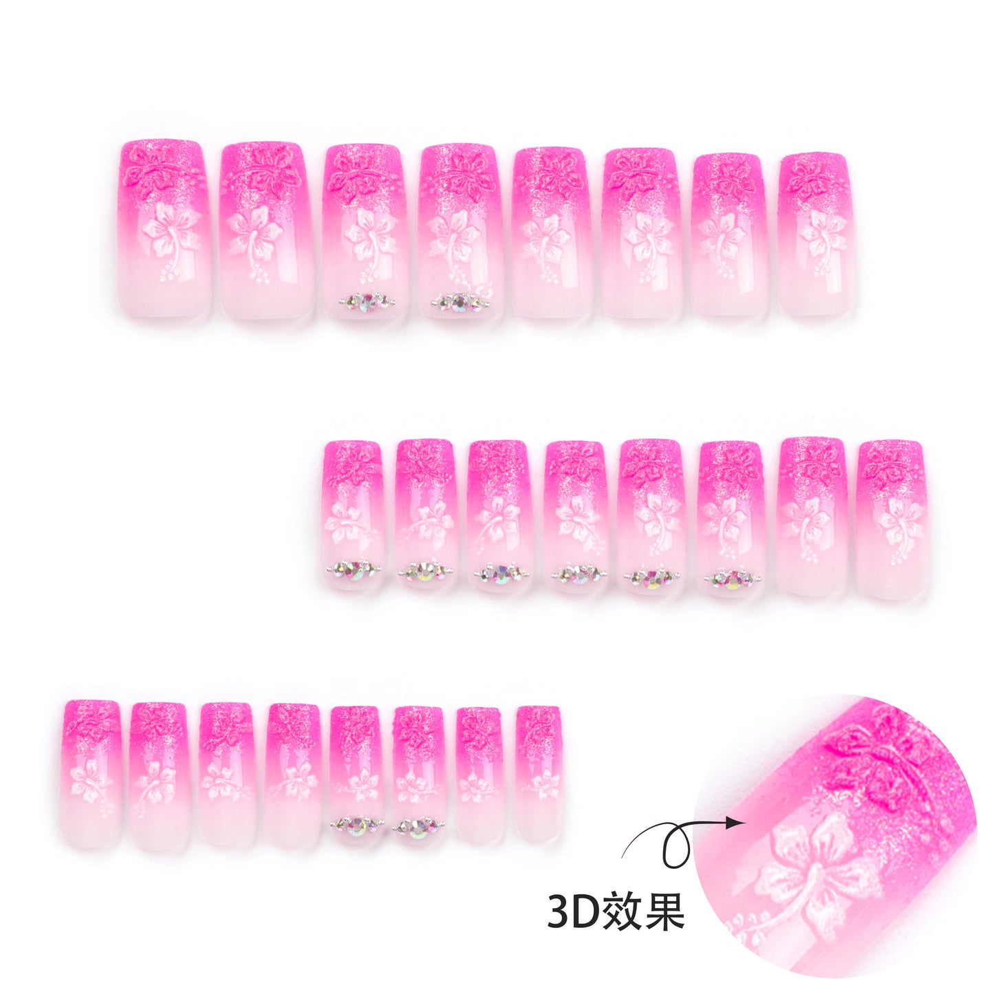 Mudança gradual rosa para unhas, desgaste de unhas de outono, novo remendo de unha, pedaço de unha tridimensional, pétala |365nails