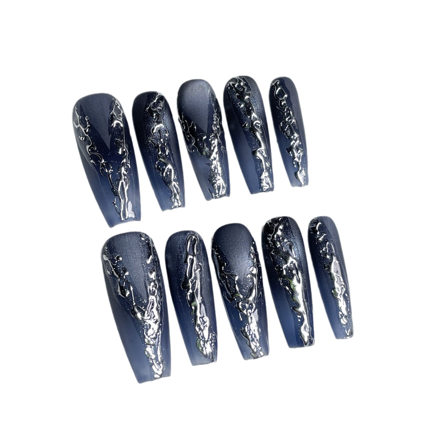 Unhas postiças de metal líquido Wind Long Nail Patch Sweet Cool Spice Girl usando unhas postiças | 365nails