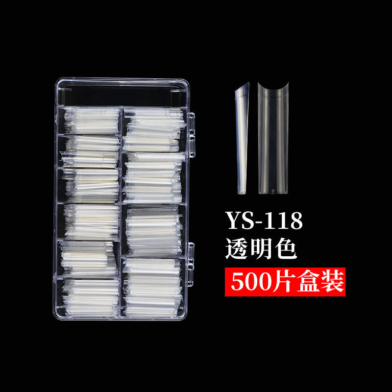 Nail Tips Nail plate semi-sticker, light sticker, lengthened XXXL water pipe nail NO C arc, light French manicure, transparent fake nail