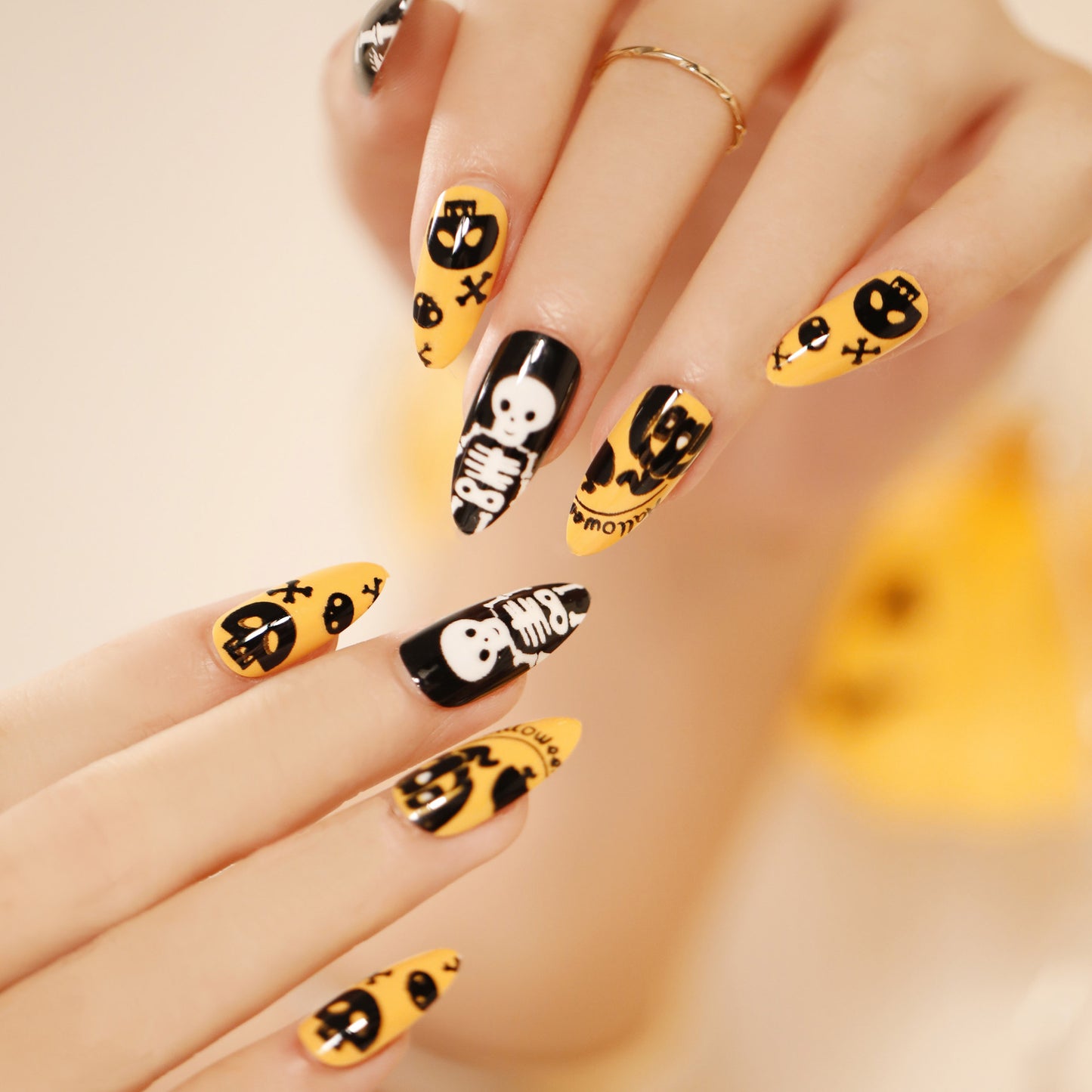 Halloween pointed nail collection press on nail nail patch nail piece fake nail wear nail art finished product|365nails