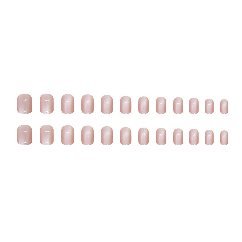 Spar cat eye press on nails removable powder transparent nail piece fresh nail piece short nail piece glass bead nail patch|365nails
