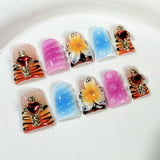 Personalized Duckbill Shape nail three-dimensional engraving blush nail relief press-on nails pure handmade factory wholesale|365nails