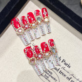 Uñas postizas artesanales con acabado Noble Luxury Femme Fatale extra largas y exageradas | 365nails