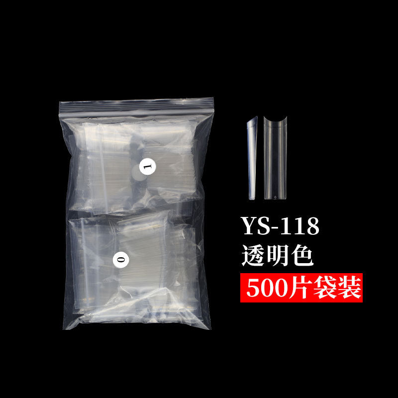 Nail Tips Nail plate semi-sticker, light sticker, lengthened XXXL water pipe nail NO C arc, light French manicure, transparent fake nail