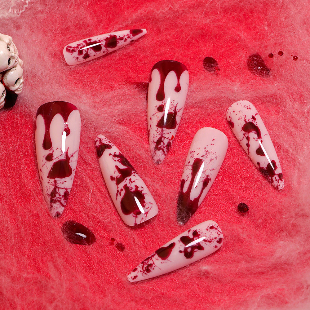 Halloween wearing nail French manicure long pointed nail piece press on nails|365nails