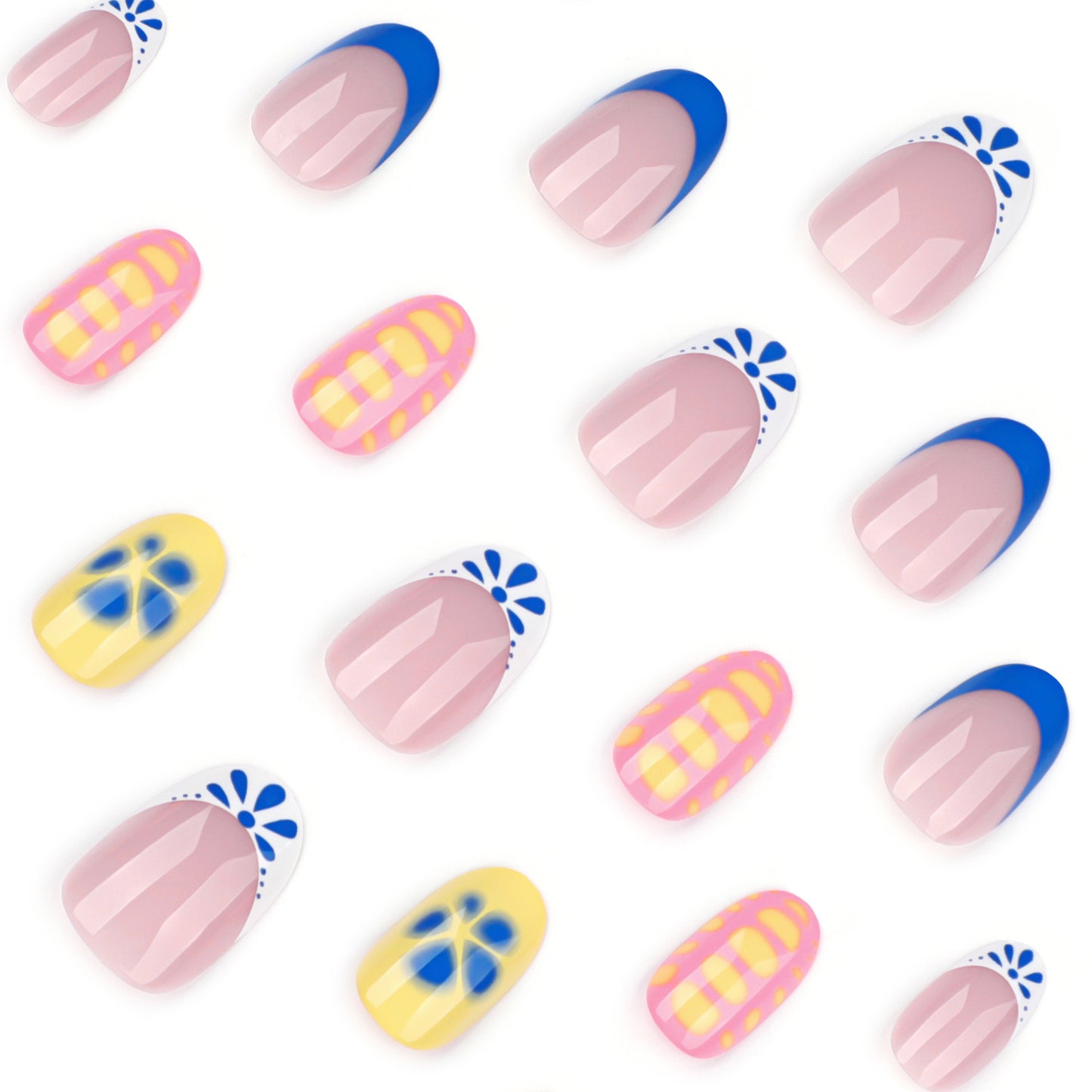 Foreign trade hot-selling wearable fake nails short short round manicure pieces French simple wearable fake nails