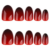 Y2k gothic red and black gradual change short circle press-on nails