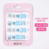 Children's Nail Art Nail Sticker Girl Cartoon 24 Nail Art Sticker Cute Removable press on nails With Drill