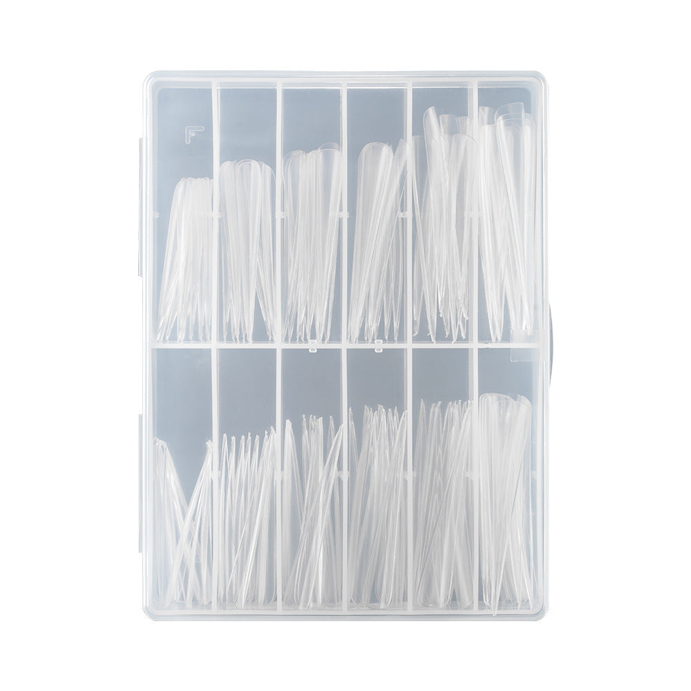 Nail Tips Long salons press on nails pieces, long tip 120 pieces, boxed transparent thin dog lengthened art nail pieces, women