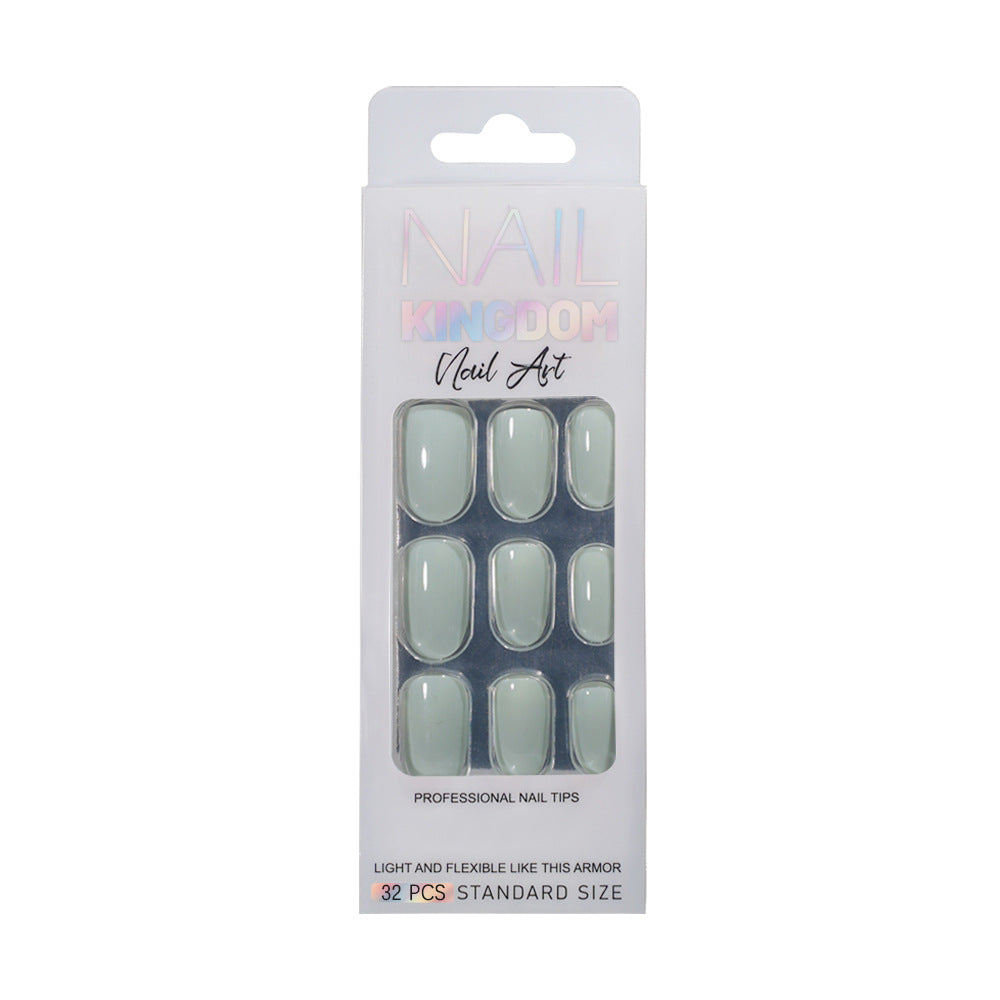 Popular solid color press on nails advanced sense versatile patch nail art short oval removable fake nail piece wholesale