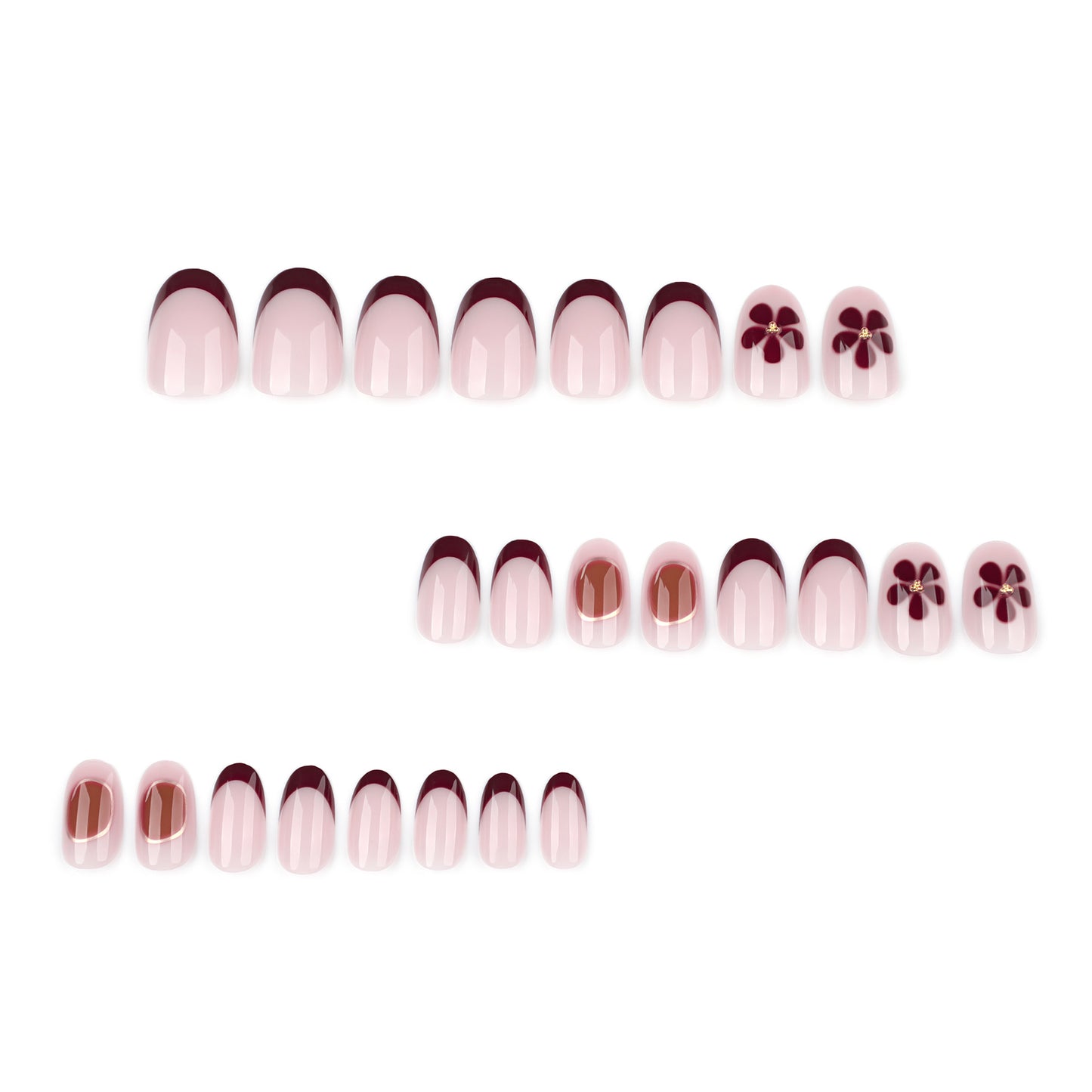 European and American foreign trade wearing nail short short round nail piece simple French fake nail flower nail piece nails