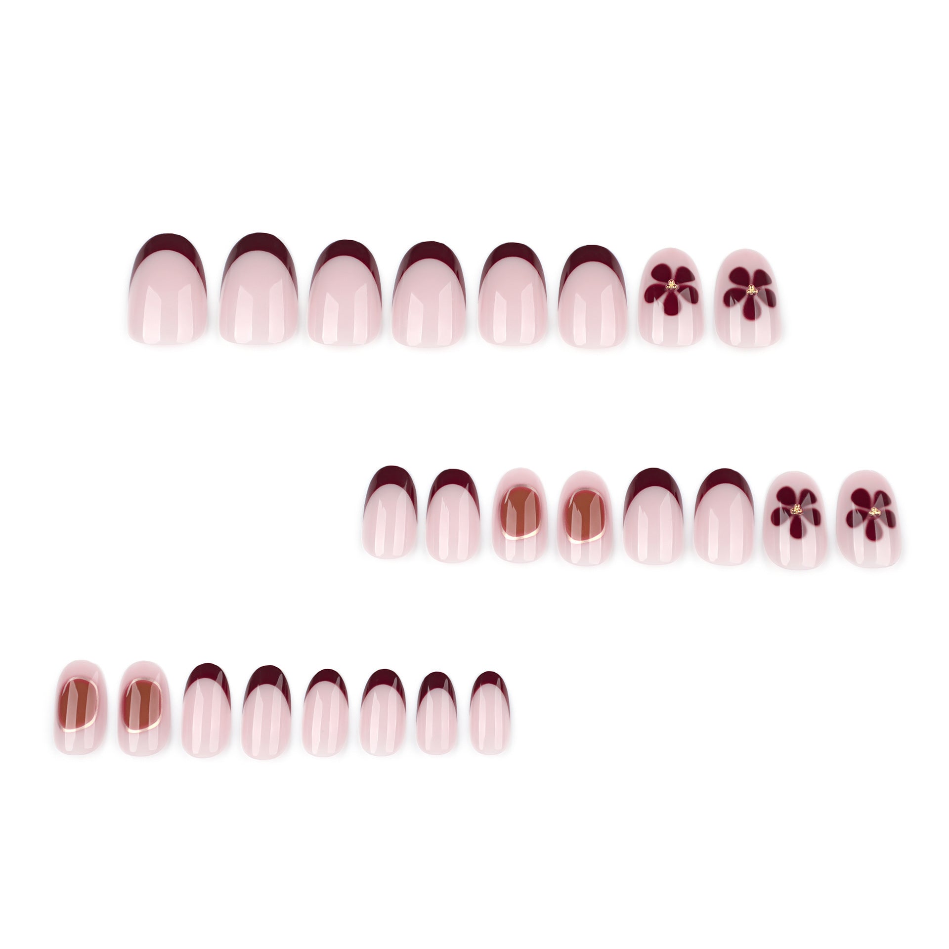 European and American foreign trade wearing nail short short round nail piece simple French fake nail flower nail piece nails