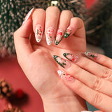 Christmas snowflake love snowman manicure short almond