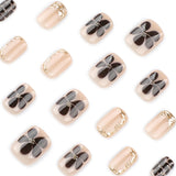 Brown Petals Flower Square Short 3D press-on nails