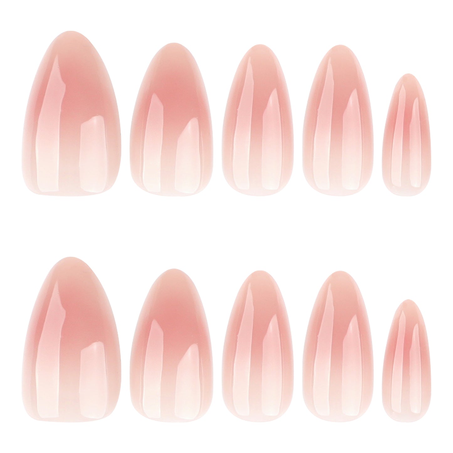 Simple nude blush smudge white almonds press-on nails