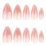 Simple nude blush smudge white almonds press-on nails
