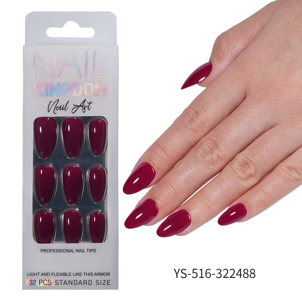 Press on nails Advanced Aurora Fine Flash Almond Short Nail Film Removable Fake Nail Prefabricated Solid Color Nail Art Wholesale