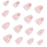 Unhas curtas de pressão com glitter em formato de flor de vento rosa simples |365nails