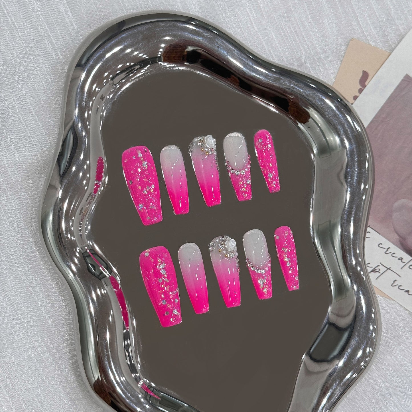 Extra long funny cartoon cute handmade nails personalized hand-painted fake nails removable nail | 365nails