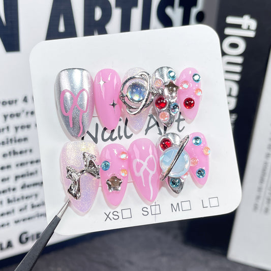 In early autumn, Barbie Contrasting Colors Aurora Symphony Wearable Handmade False Nails Nail Patch|365nails