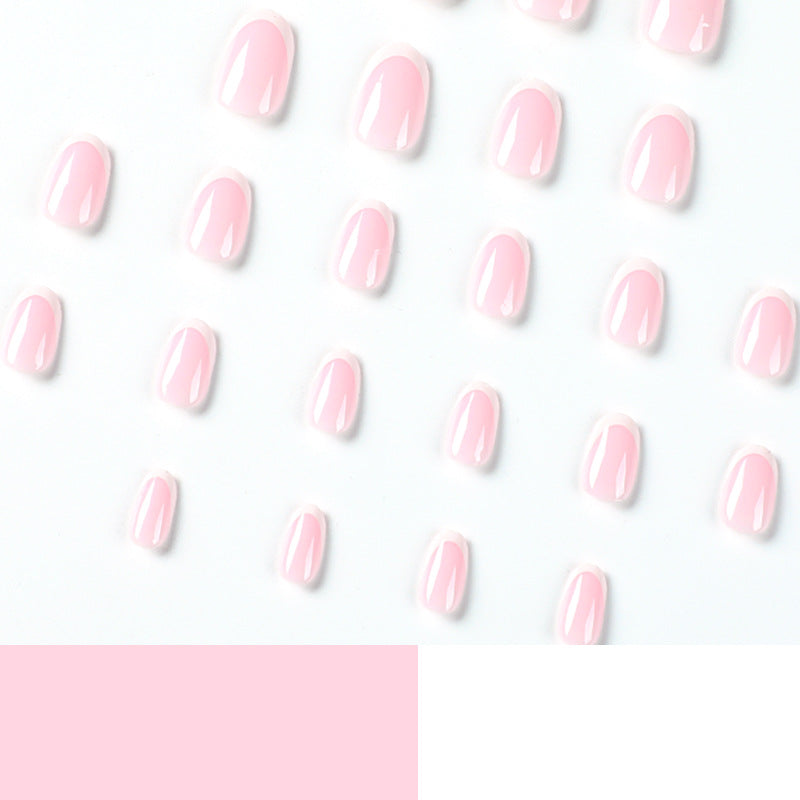 Patch de unha francês simples com borda branca e acabamento em atacado Unha postiça curta | 365nails