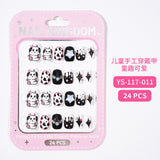Children's Nail Art Nail Sticker Girl Cartoon 24 Nail Art Sticker Cute Removable press on nails With Drill
