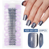 Nail Tips Popular cat eye press on nails, short square nail matte removable fake nails 120 pieces, boxed nail art women