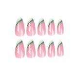 Unhas postiças francesas chanfradas com amêndoa, verde camaleão, manicure curta, peça de unha repetível, atacado de fábrica|365nails