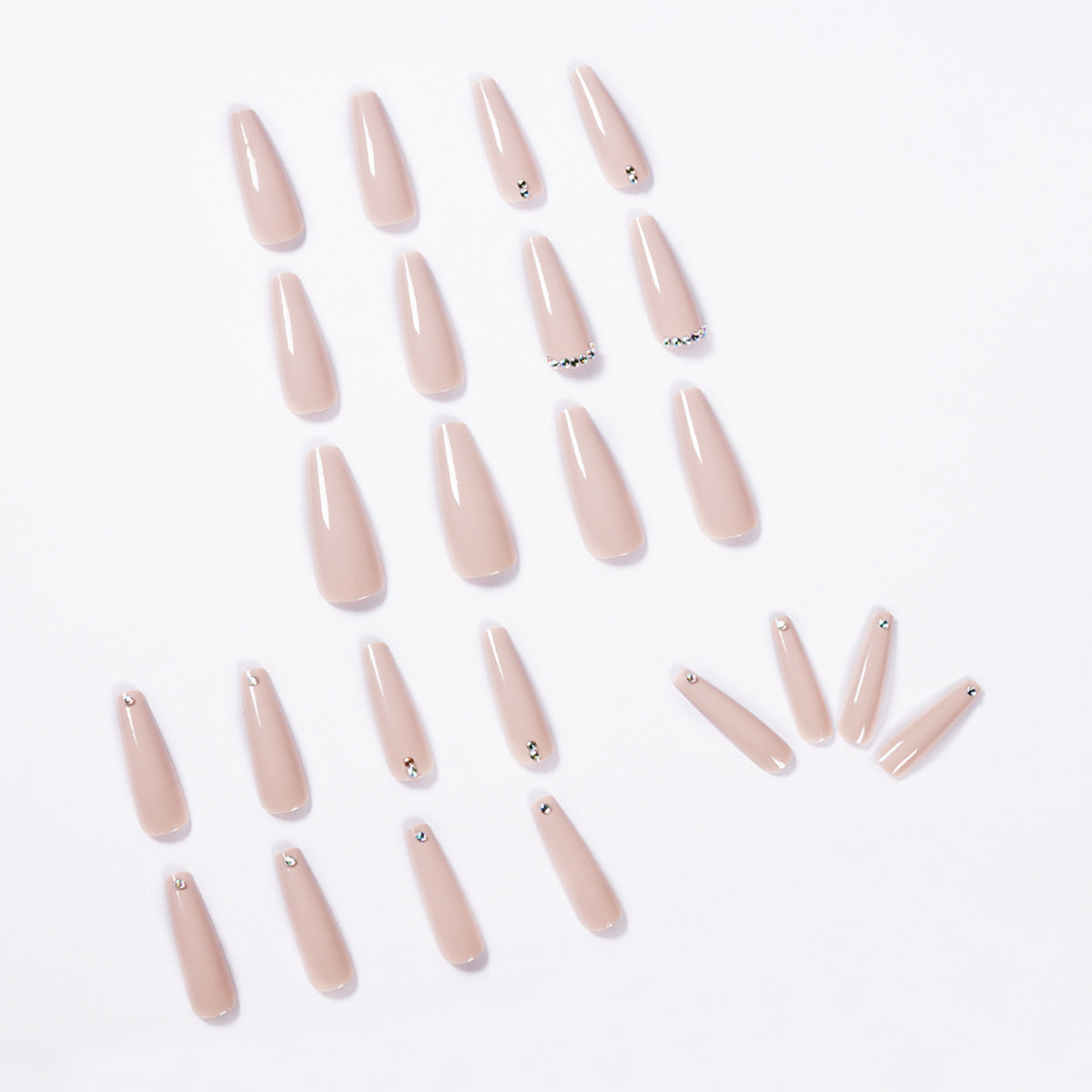 Evaporated milk brown full diamond long ballet finished manicure patch nail patch waterproof and removable|365nails
