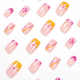 Almofadas para unhas postiças atacado pó amarelo borda francesa flor onda unhas patch atacado almofadas para unhas produto acabado atacado|365nails