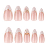 hot-selling French white smudged wearable nail short almond-shaped manicure fake nail removable wearable nail piece|365nails