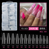 Nail Tips semi-full sticker, light sticker, extended water pipe nail 240 pieces XXXL thin dog transparent manicure patch fake nail