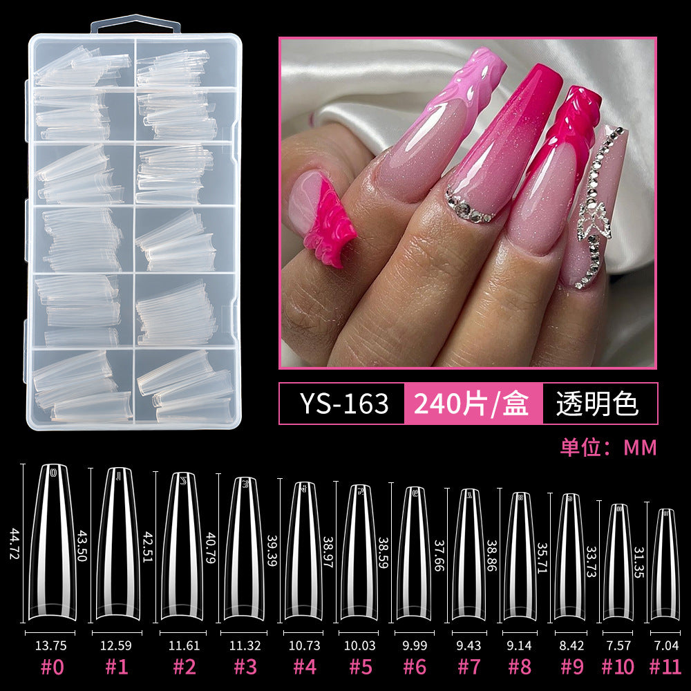 Nail Tips semi-full sticker, light sticker, extended water pipe nail 240 pieces XXXL thin dog transparent manicure patch fake nail