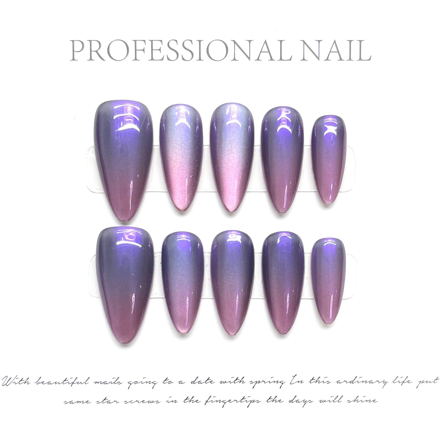 Internet celebrity press on nails art finished dream streamer blue cat eyes white spice girl cool handmade fake nails | 365nails