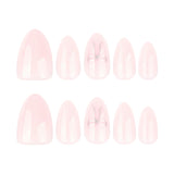 Simple almond silver bow press-on nails