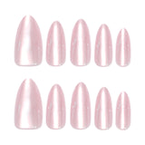 Simple cat eye almond manicure fake nails European and American cross-border short nail film Hailey style advanced sense wearing nail