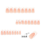 Unhas postiças removíveis com laço tridimensional, unhas médias e longas quadradas com flor 3D branca francesa fosca | 365nails