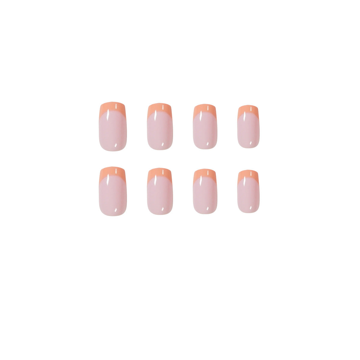 Unhas postiças de pressão com pérola francesa laranja nude, patch para arte de unha finalizada, remendo para unha à prova d'água removível | 365 unhas