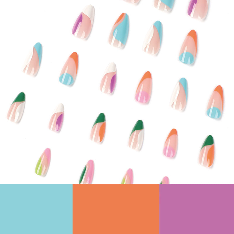 Multi-color French Edge Nail Wholesale Press on nails Medium and Long Nail Press on nails Finished Product Wholesale|365nails