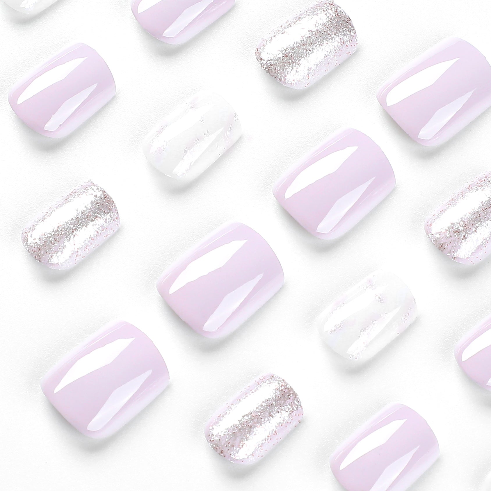 Wear nail short purple and white contrasting color smudging nail film glitter nail film finished nail film press on nail|365nails