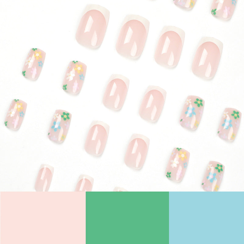 Parche de manicura francesa al por mayor, adhesivo para uñas con flores multicolores, extraíble, para uñas postizas, personalización | 365nails