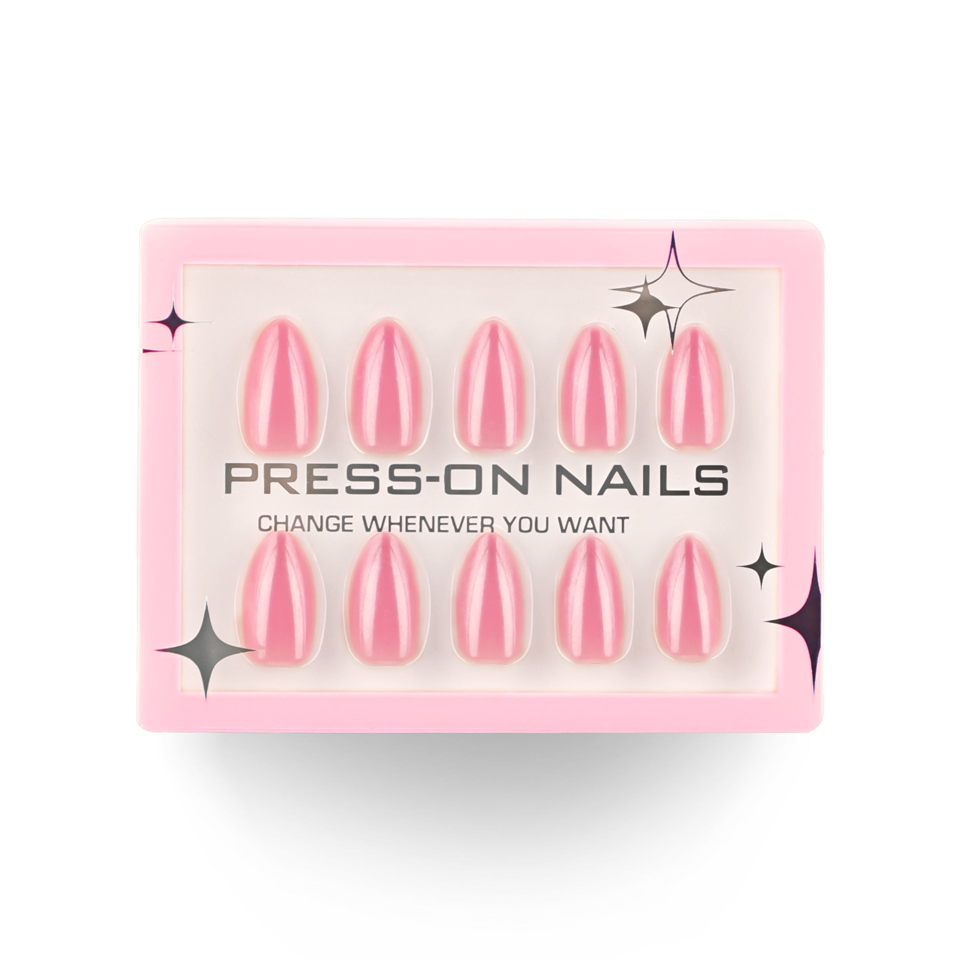 30 boxed high-end magic mirror powder almond short press-on nails