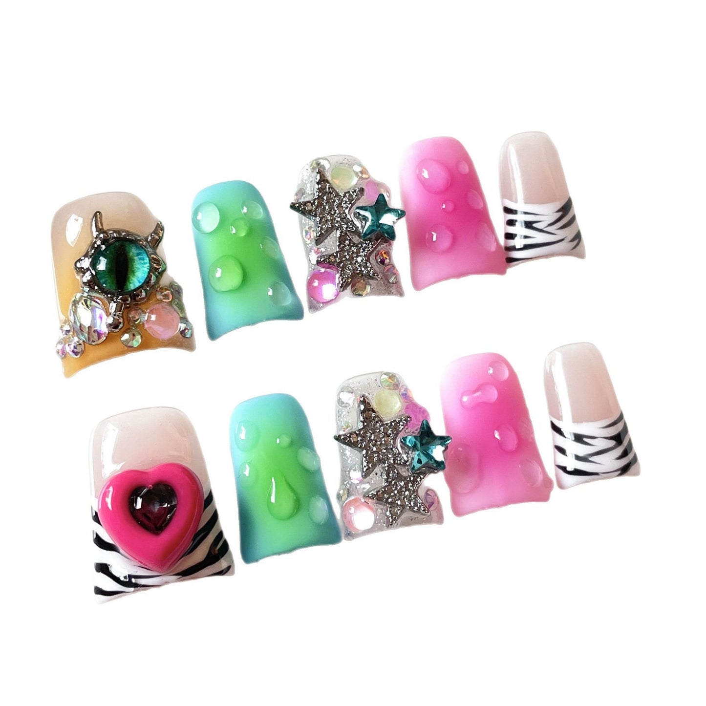 Duck bill nail sweet cool hot girl blush nail personalized ice through handmade press on nails pure handmade factory wholesale|365nails