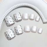 Listras tridimensionais cinza perolado romântico estrelas branco ins vento unhas dos pés removíveis 24 peças | 365 unhas