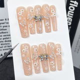 Uñas postizas ovaladas medianas largas, hechas a mano, dulces|365nails