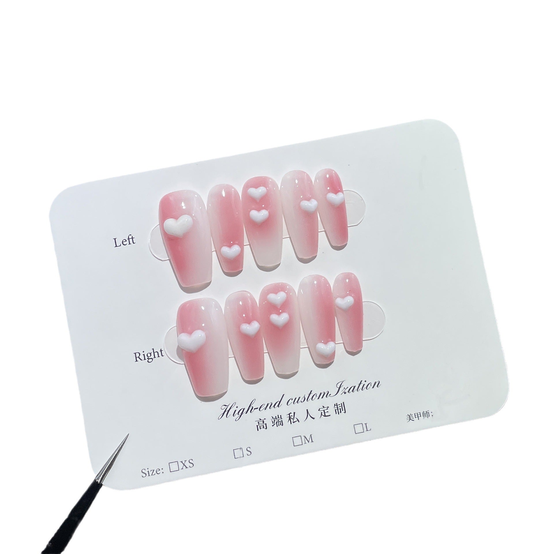 Uñas postizas con efecto degradado, hechas a mano, con efecto hielo, transparente, con efecto de viento puro, parches largos, pegatinas para uñas, para usar | 365nails