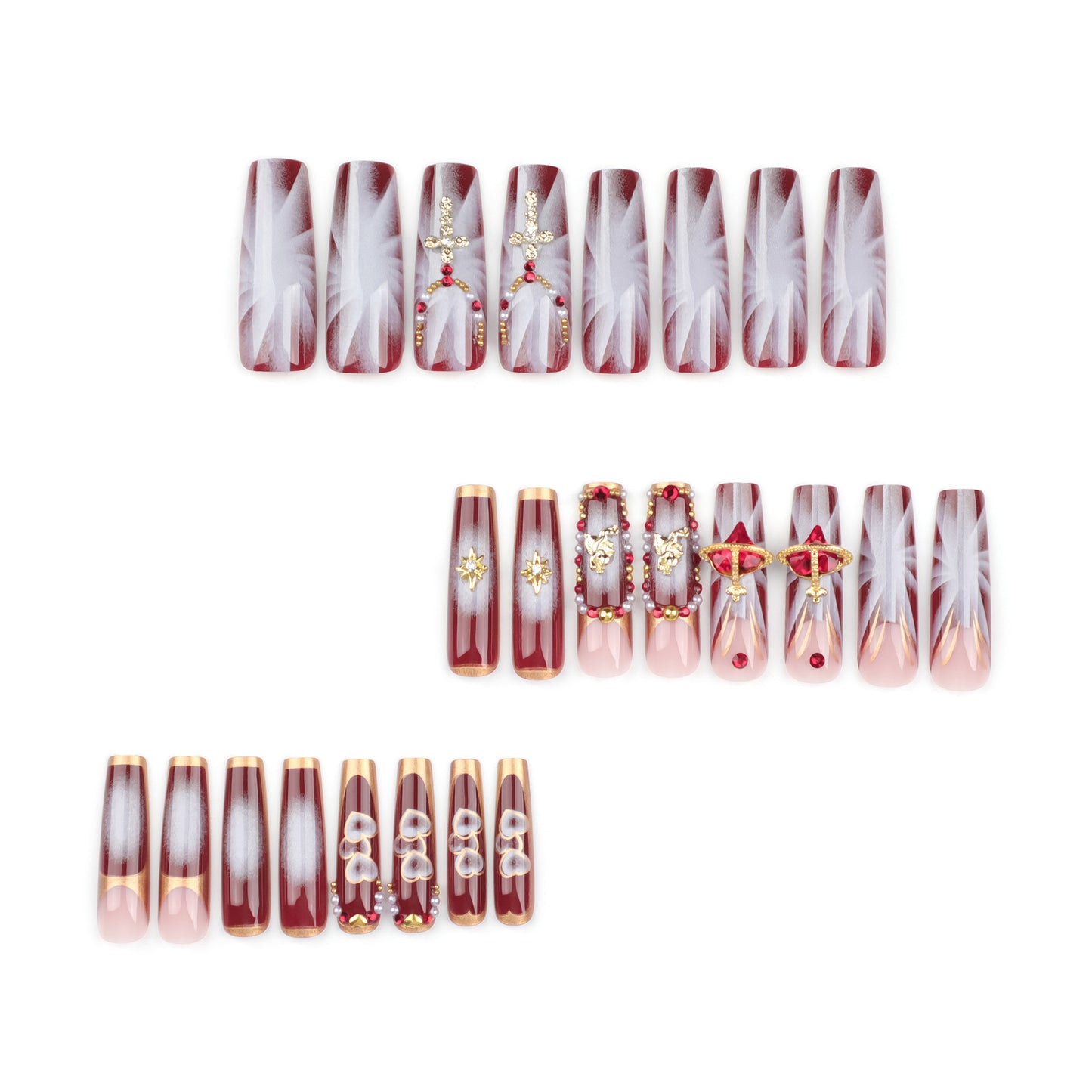 Unhas francesas com flash de diamante explosivo, especial para nail art, patch de unha com gema do amor planetário, atacado |365nails