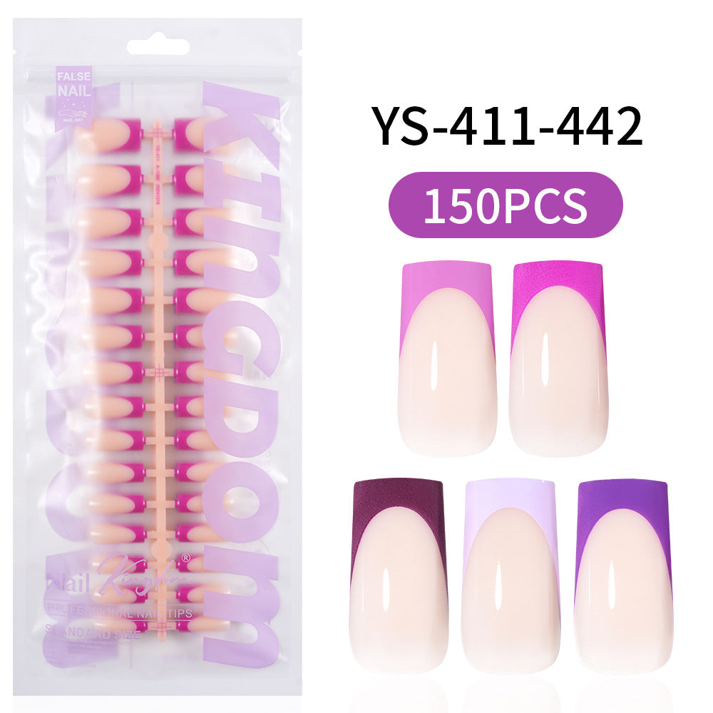 Nail Tips French press on nails, popular in Europe and the United States, five-color seamless 150 pieces, boxed removable nail prefabricated patch nail art piece